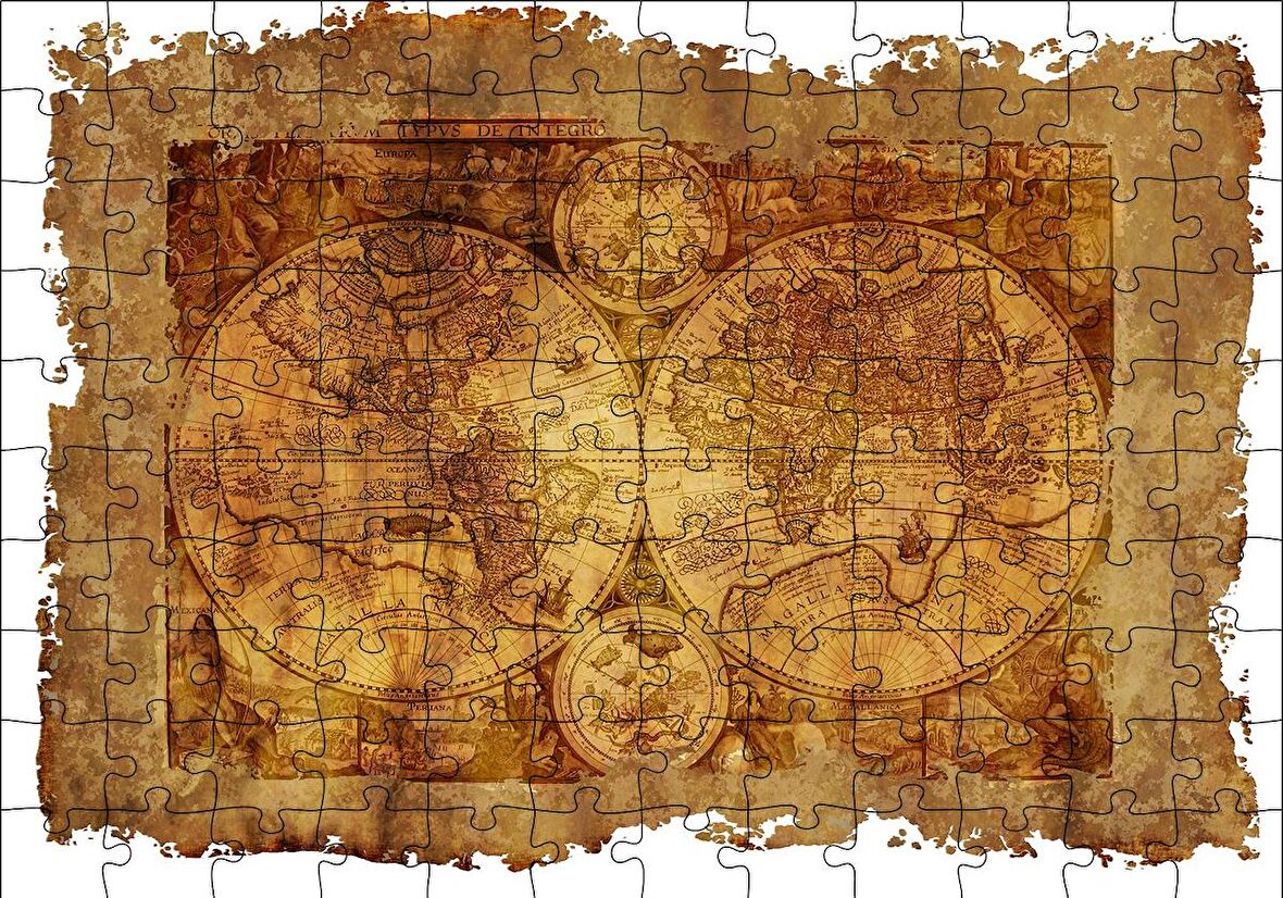 Cakapuzzle  Latince Eski Dünya Haritası Puzzle Yapboz MDF Ahşap