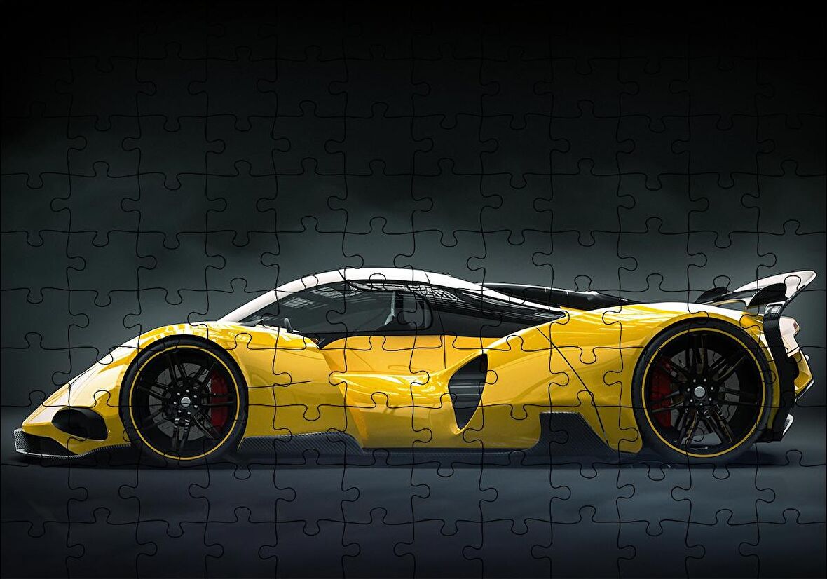 Cakapuzzle  Sarı Lamborghini Yan Görünüş Puzzle Yapboz MDF Ahşap