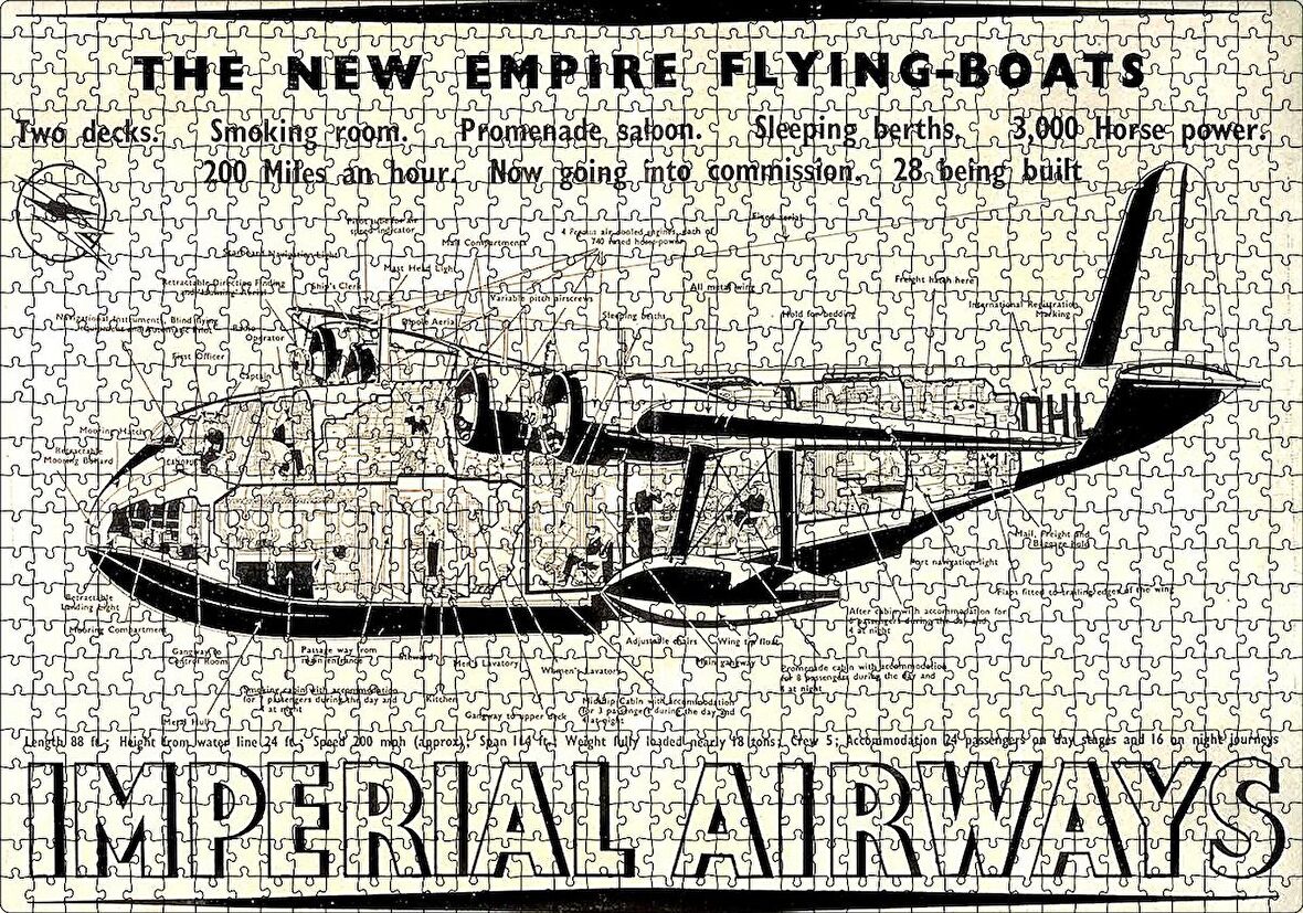 Cakapuzzle  Vintage Uçak Reklamı Puzzle Yapboz MDF Ahşap