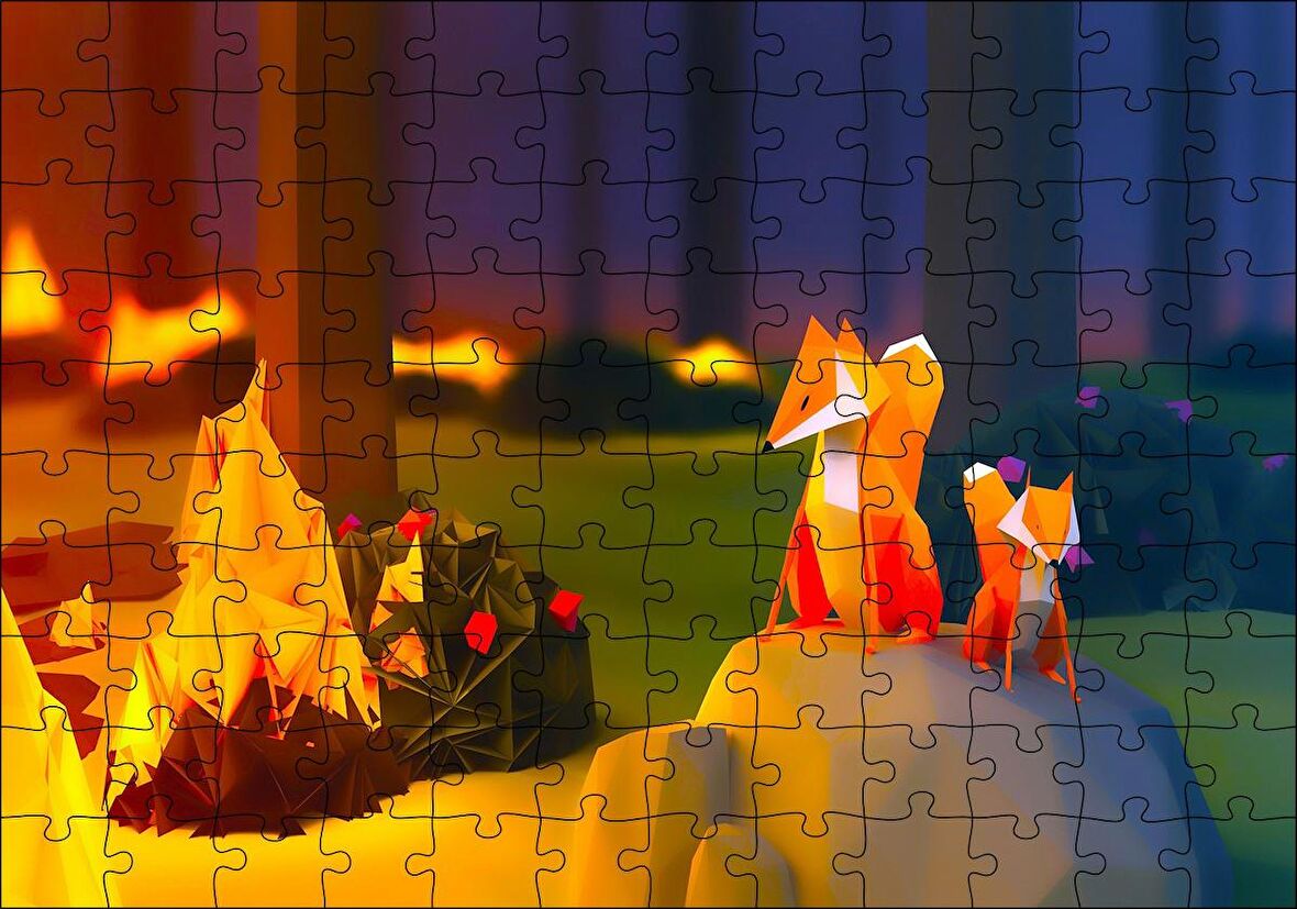 Cakapuzzle  2018 Soyut Sanat Tasarım Orman Tilki Puzzle Yapboz MDF Ahşap