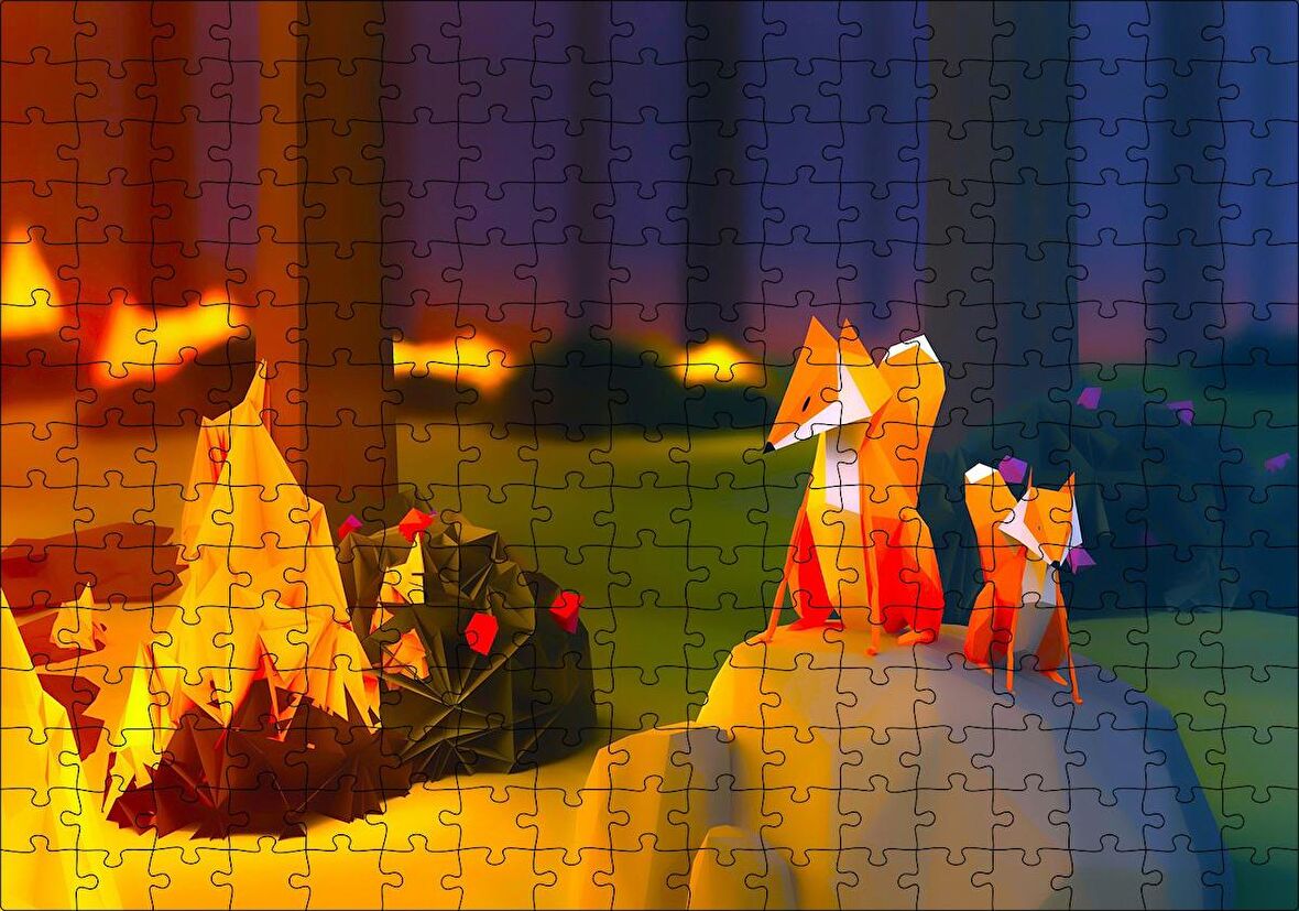 Cakapuzzle  2018 Soyut Sanat Tasarım Orman Tilki Puzzle Yapboz MDF Ahşap
