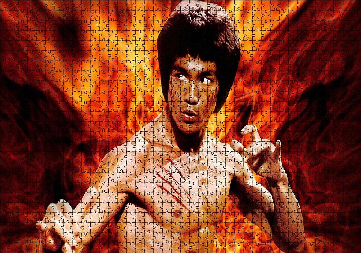 Cakapuzzle  Bruce Lee Kungfu Alevler Arasında Puzzle Yapboz MDF Ahşap