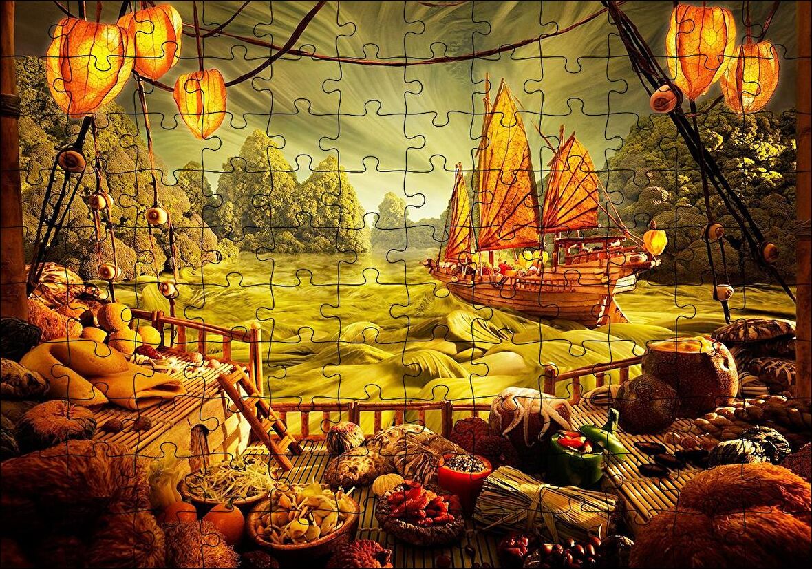 Cakapuzzle  Deniz Mahsulu Sebzelerden Kemi Doğa Manzarası Puzzle Yapboz MDF Ahşap