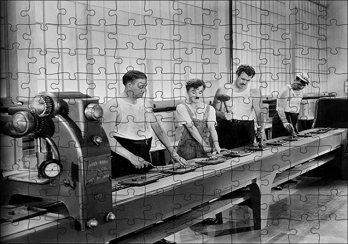 Cakapuzzle  Modern Zamanlarda Charlie Chaplin Puzzle Yapboz MDF Ahşap