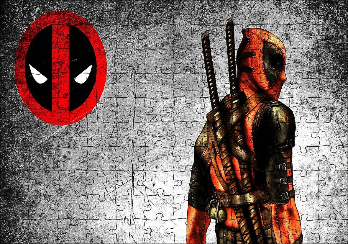 Cakapuzzle  Deadpool Gri Eski Duvar Arka Plan Puzzle Yapboz MDF Ahşap