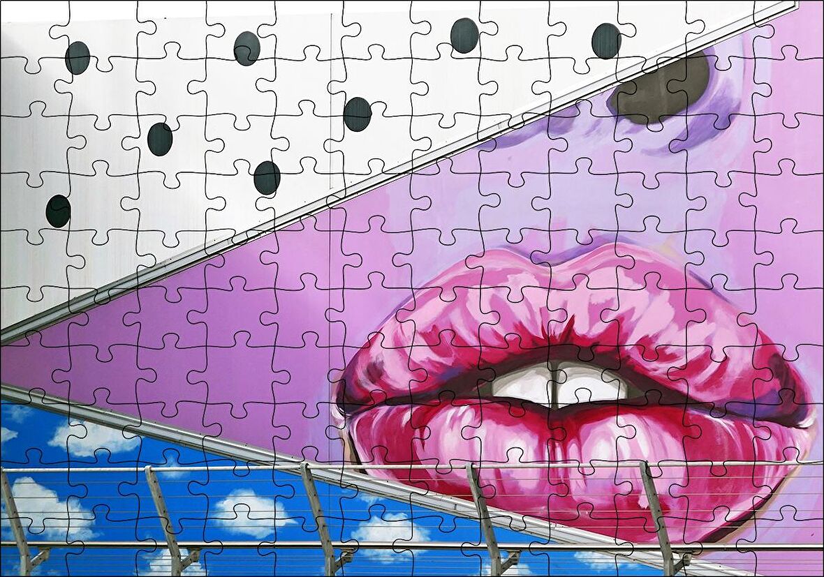 Cakapuzzle  Duvar Boyama Kırmızı Dudaklar Puzzle Yapboz MDF Ahşap