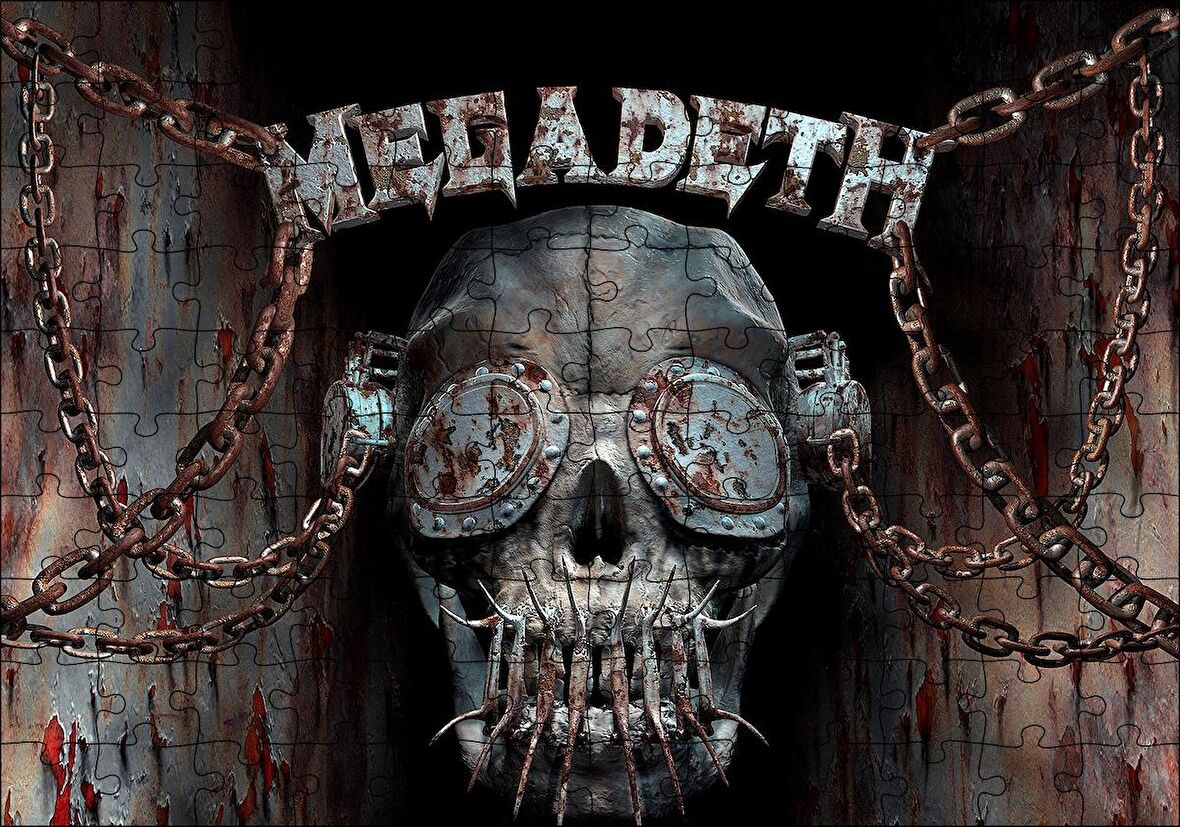 Cakapuzzle  Megadeth Deri Maskeli Kuru Kafa Puzzle Yapboz MDF Ahşap