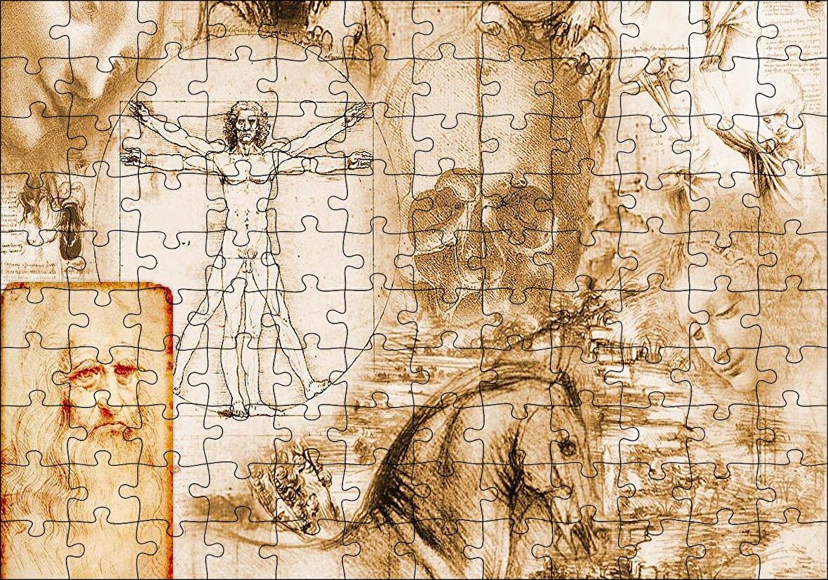 Cakapuzzle Ahşap Tabblo Leonardo Da Vinci Ve Eserleri Puzzle Yapboz MDF Ahşap