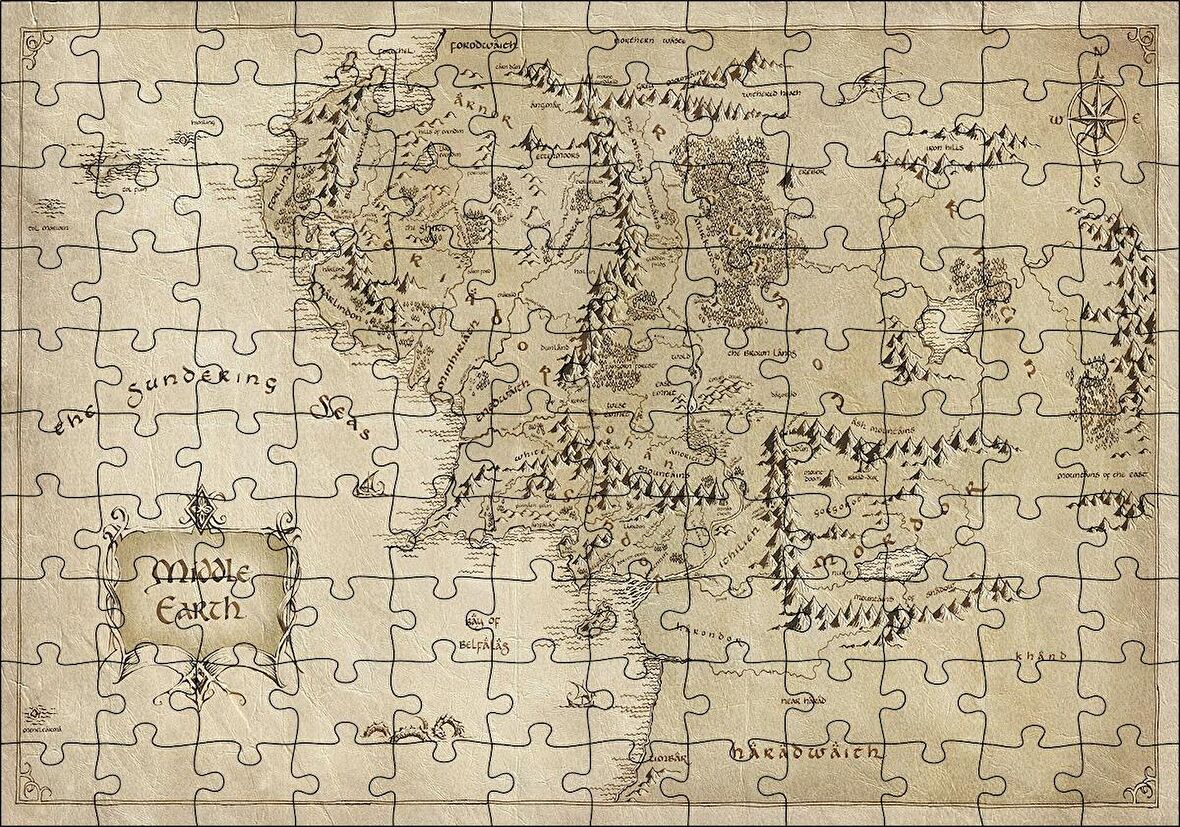Cakapuzzle  The Lord of the Rings Ortadünya Haritası Puzzle Yapboz MDF Ahşap