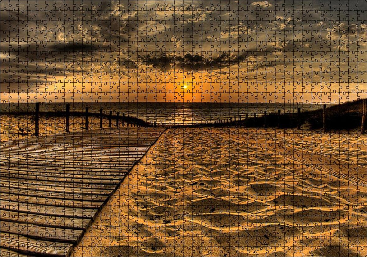 Cakapuzzle  Gün Batımında Plaj Puzzle Yapboz MDF Ahşap