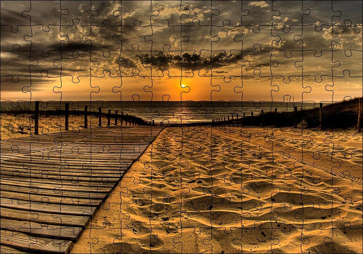 Cakapuzzle  Gün Batımında Plaj Puzzle Yapboz MDF Ahşap