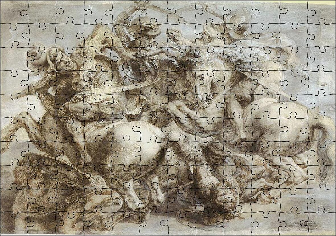 Cakapuzzle  Leonardo Da Vinci Savaş Sahnesi Puzzle Yapboz MDF Ahşap