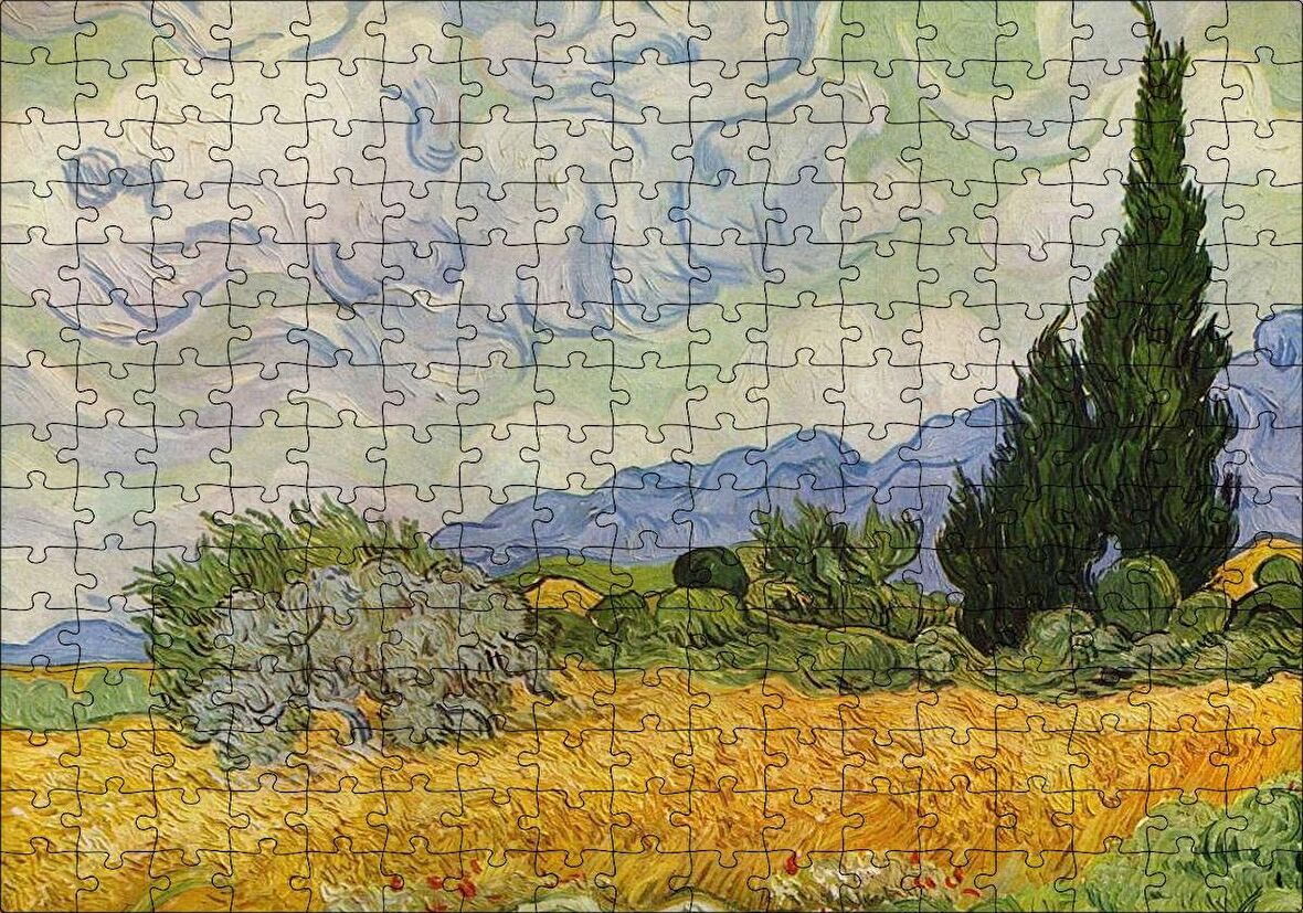 Cakapuzzle  Vincent Van Gogh Selvili Buğday Tarlası Puzzle Yapboz MDF Ahşap