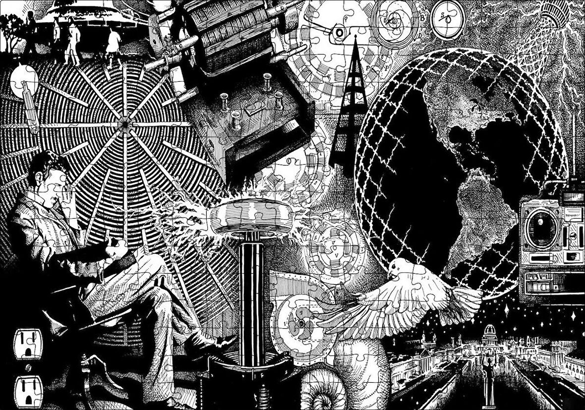 Cakapuzzle  Nikola Tesla Ve Bilim Ürünü Görseller Puzzle Yapboz MDF Ahşap