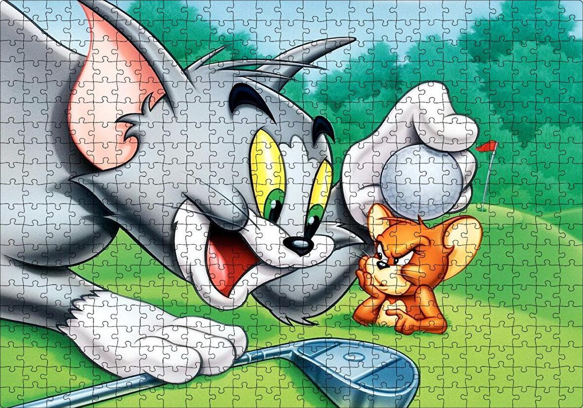 Cakapuzzle  Tom Ve Jerry Golf Sahası Puzzle Yapboz MDF Ahşap