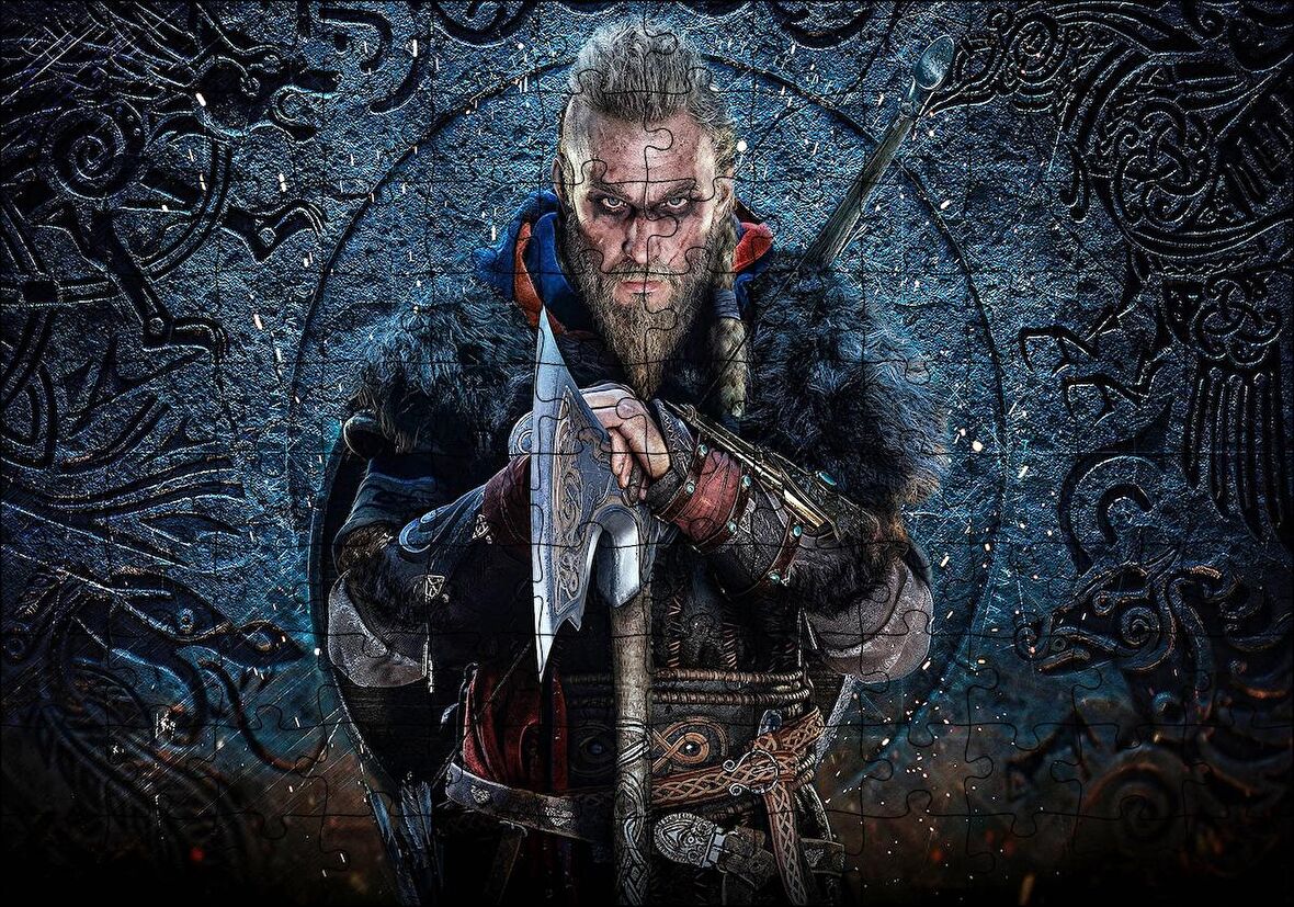 Cakapuzzle  Assassins Creed Valhalla Savaşçı Görseli Puzzle Yapboz MDF Ahşap