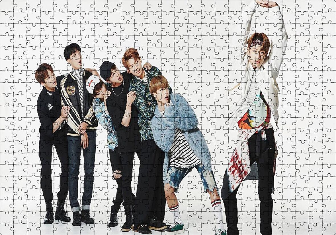 Cakapuzzle  BTS Koreli Gençler Şaşırmış Yüzleri Puzzle Yapboz MDF Ahşap