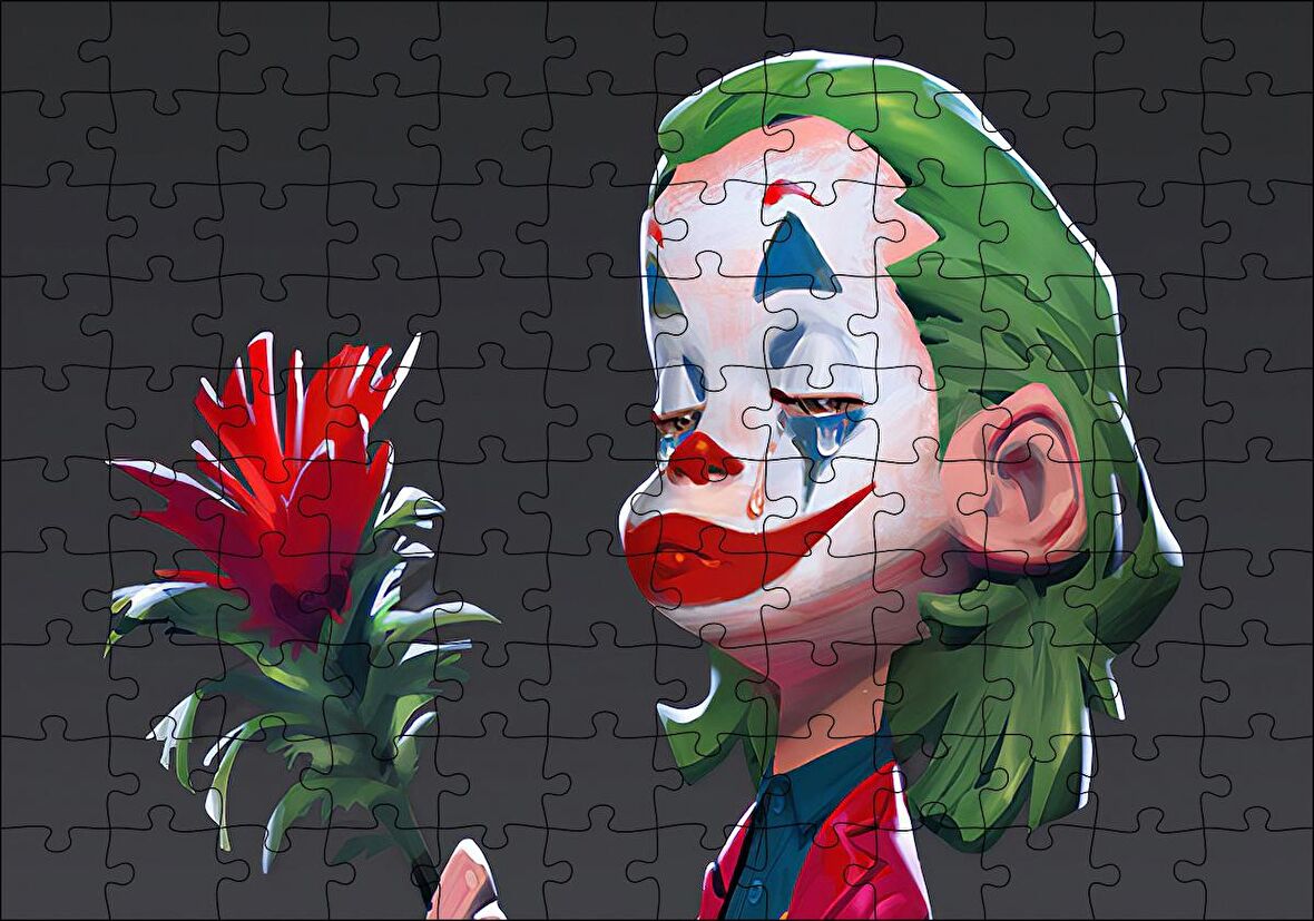 Cakapuzzle  Gül İle Ağlayan Joker Görseli Puzzle Yapboz MDF Ahşap