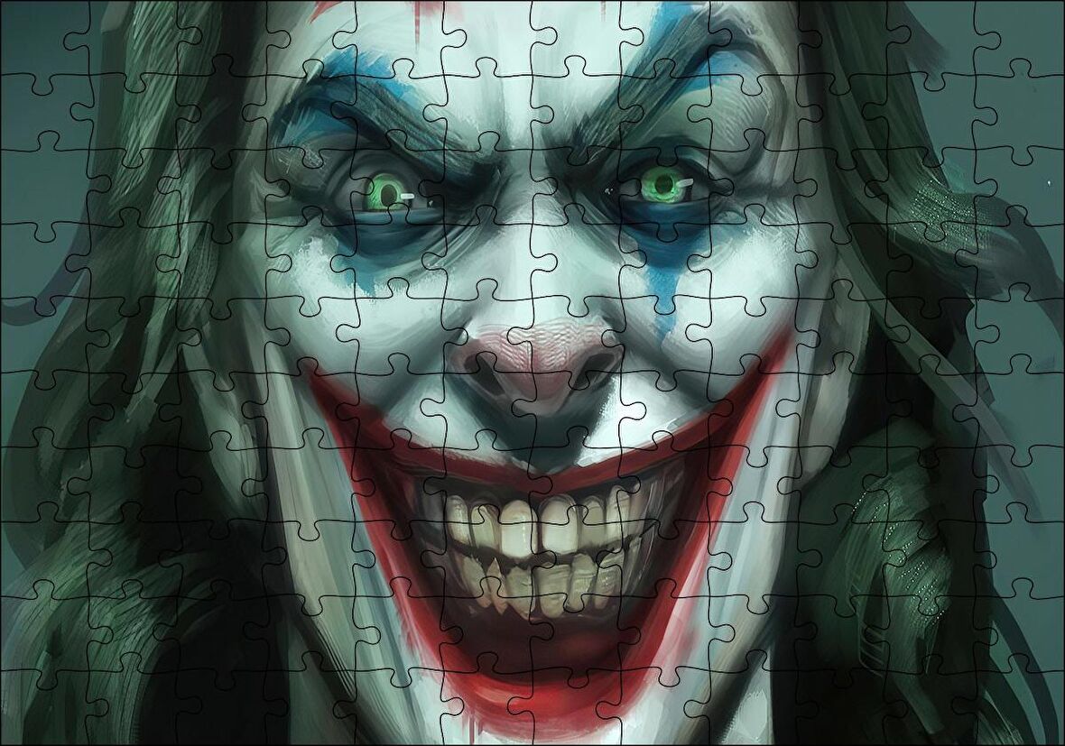 Cakapuzzle  Joker Gülümsemesi Yağlı Boya Resmi Puzzle Yapboz MDF Ahşap