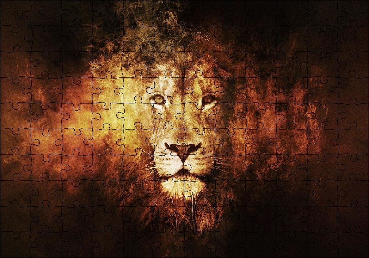 Cakapuzzle  Judah Aslanı Fantastik Çizim Puzzle Yapboz MDF Ahşap