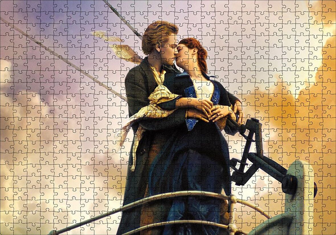 Cakapuzzle  Titanik Öpücüğü Bulutlar Gemi Görseli Puzzle Yapboz MDF Ahşap
