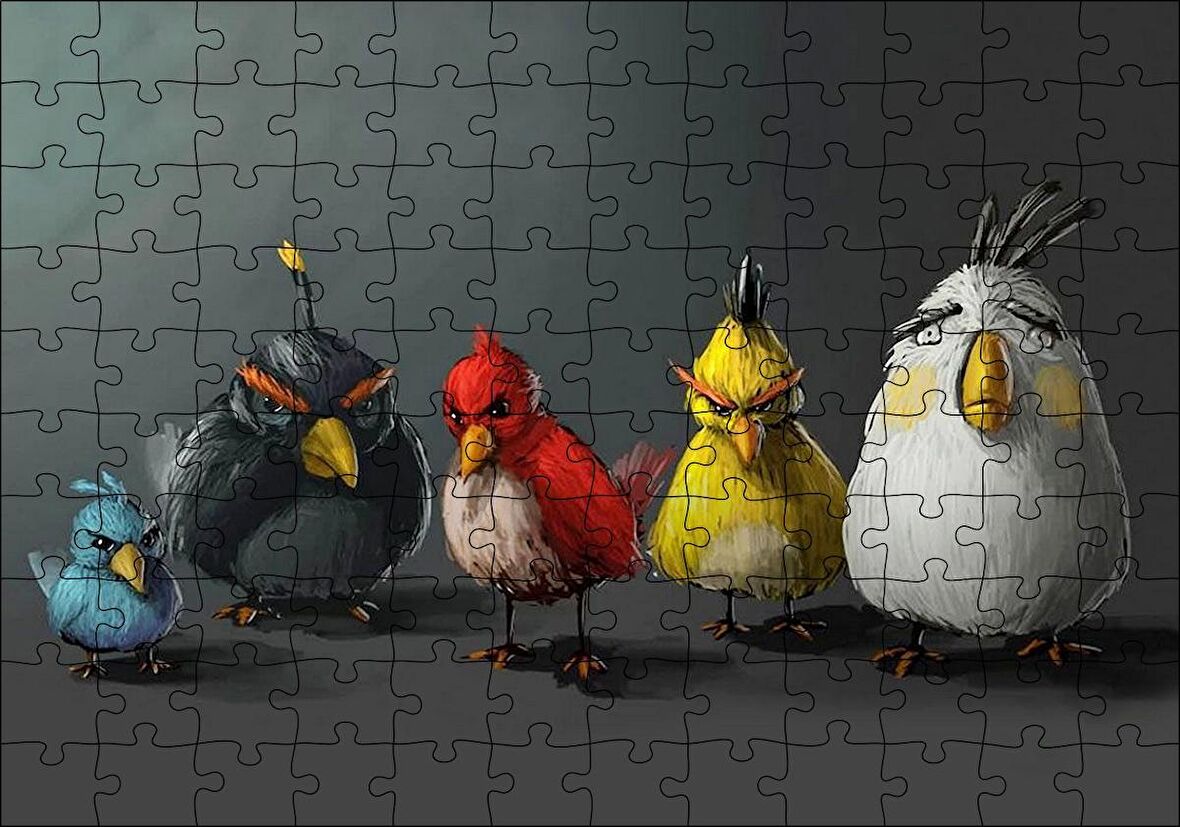 Cakapuzzle  Yağlı Boya Rengarenk Kızgın Kuşlar Görseli Puzzle Yapboz MDF Ahşap