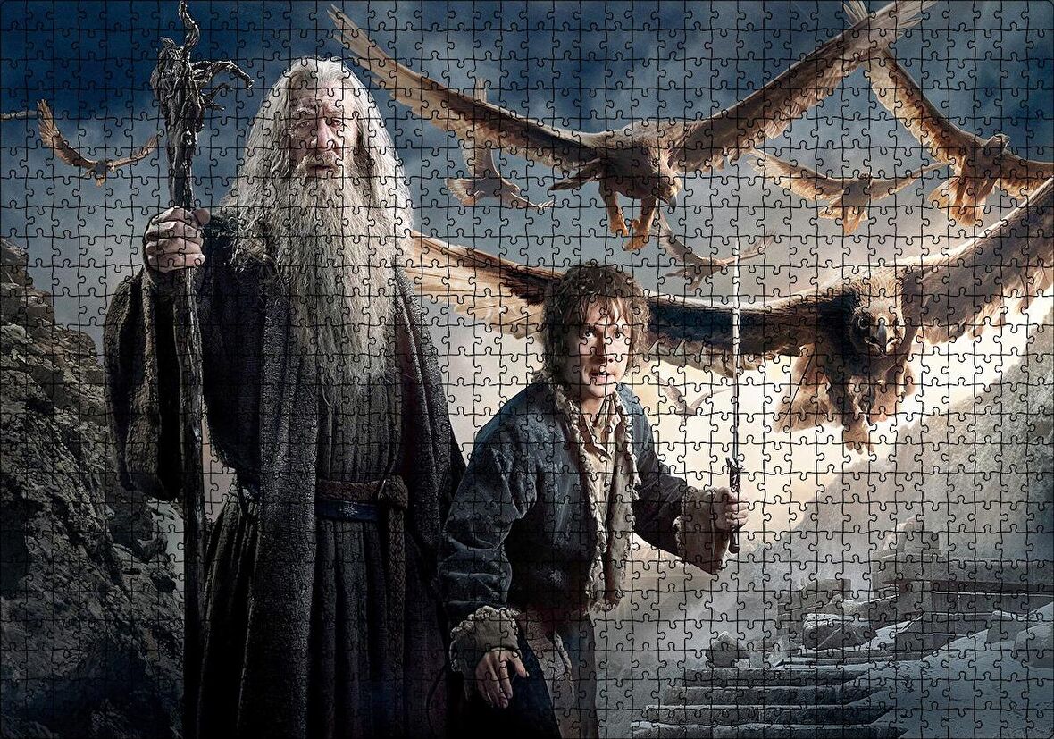 Cakapuzzle  Yüzüklerin Efendisi Hobbit Ve Gandalf Görseli Puzzle Yapboz MDF Ahşap