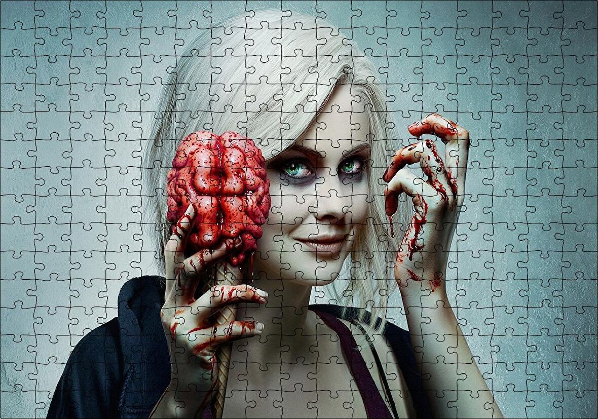 Cakapuzzle  Zombi Kadın Beyin Dondurması Görseli Puzzle Yapboz MDF Ahşap
