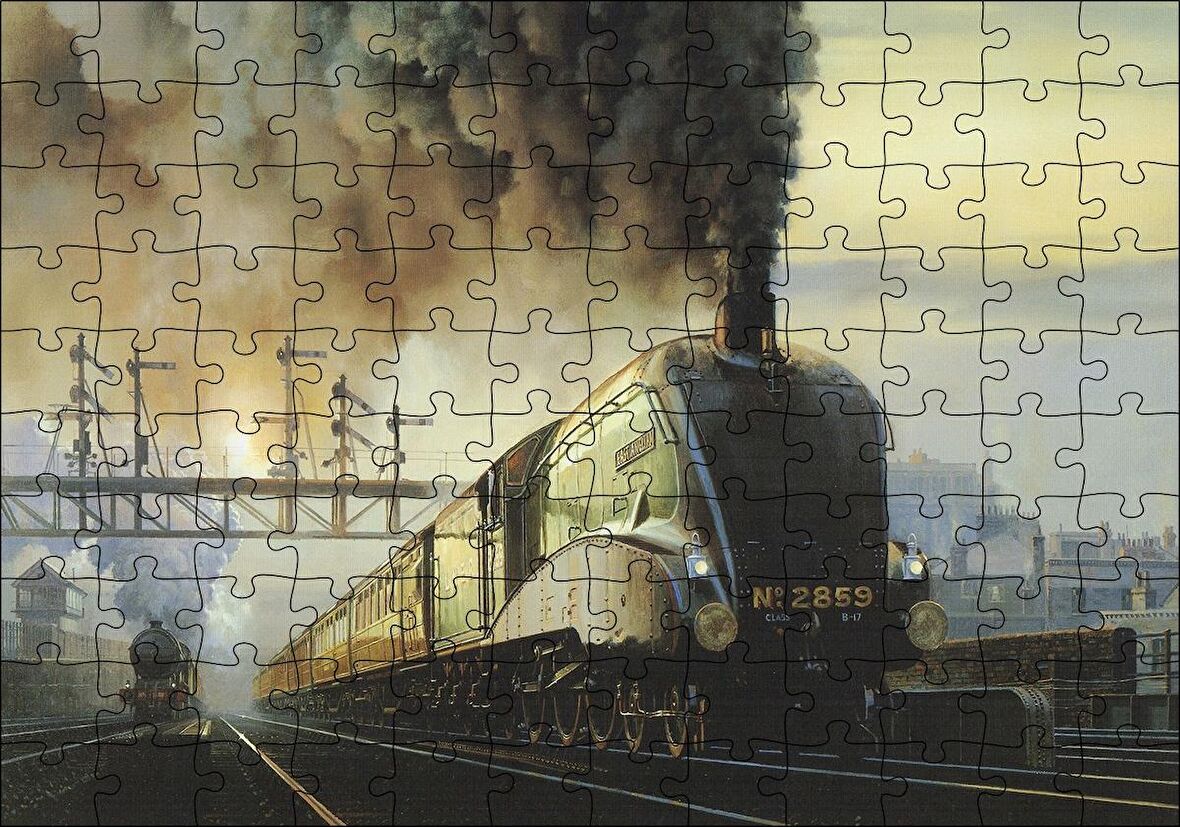 Cakapuzzle  Kömürlü Tirenler İstasyon Kirli Hava Görseli Puzzle Yapboz MDF Ahşap