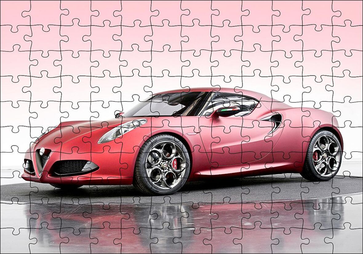 Cakapuzzle  Alfa Romeo 4C Concept Kırmızı Otomobil Görseli Puzzle Yapboz MDF Ahşap