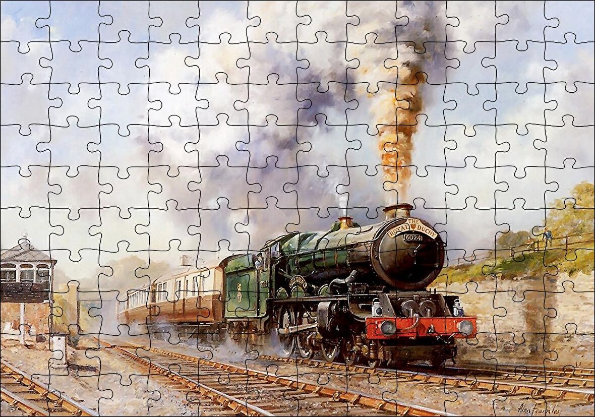 Cakapuzzle  Buharlı Tren Yağlı  Boya Çizim Puzzle Yapboz MDF Ahşap