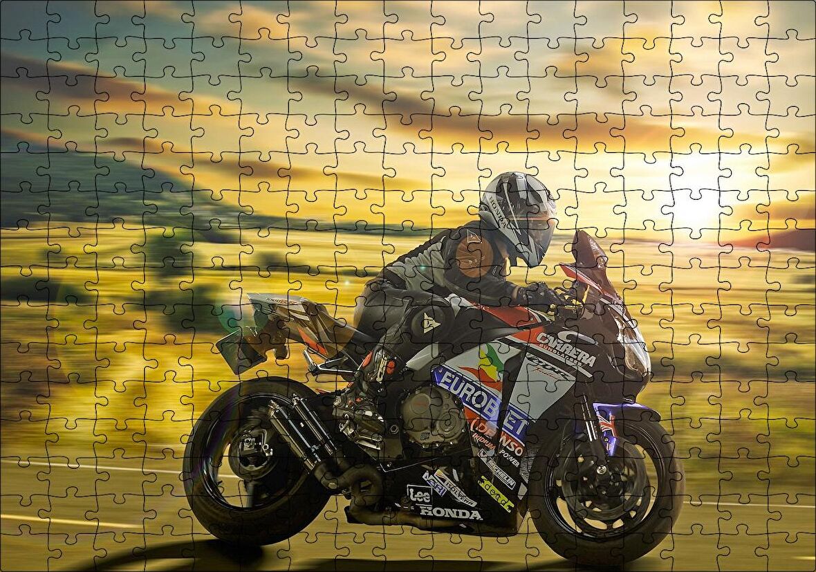 Cakapuzzle  Honda Motosiklet Motosikletçi Görsel Puzzle Yapboz MDF Ahşap