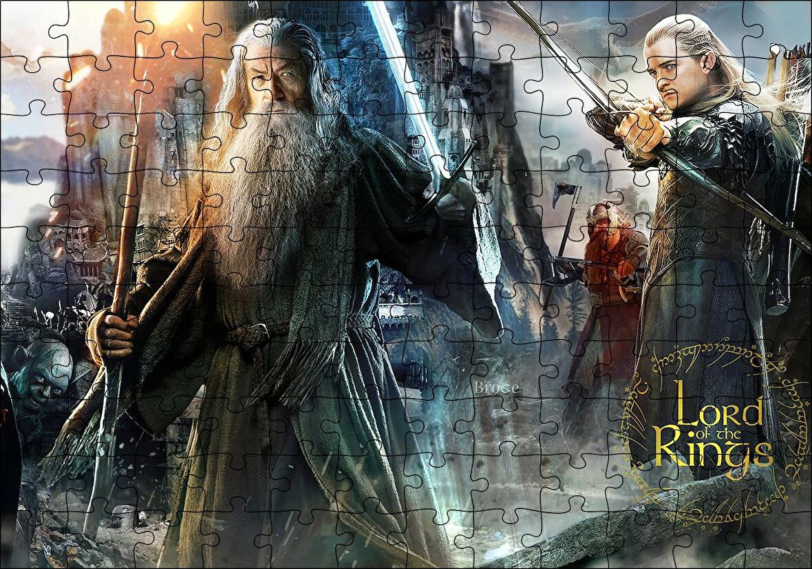 Cakapuzzle  Aragorn Frodo Baggins Gandalf Gimli Leolas Puzzle Yapboz MDF Ahşap