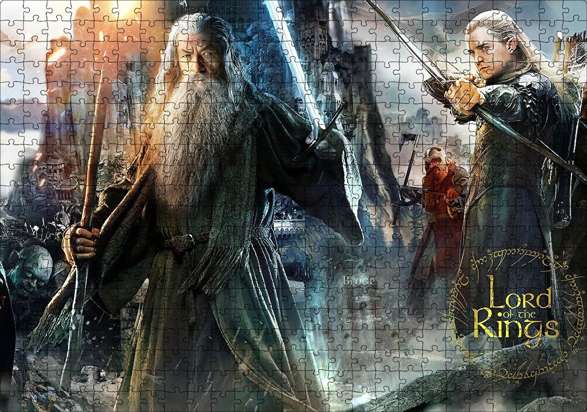 Cakapuzzle  Aragorn Frodo Baggins Gandalf Gimli Leolas Puzzle Yapboz MDF Ahşap