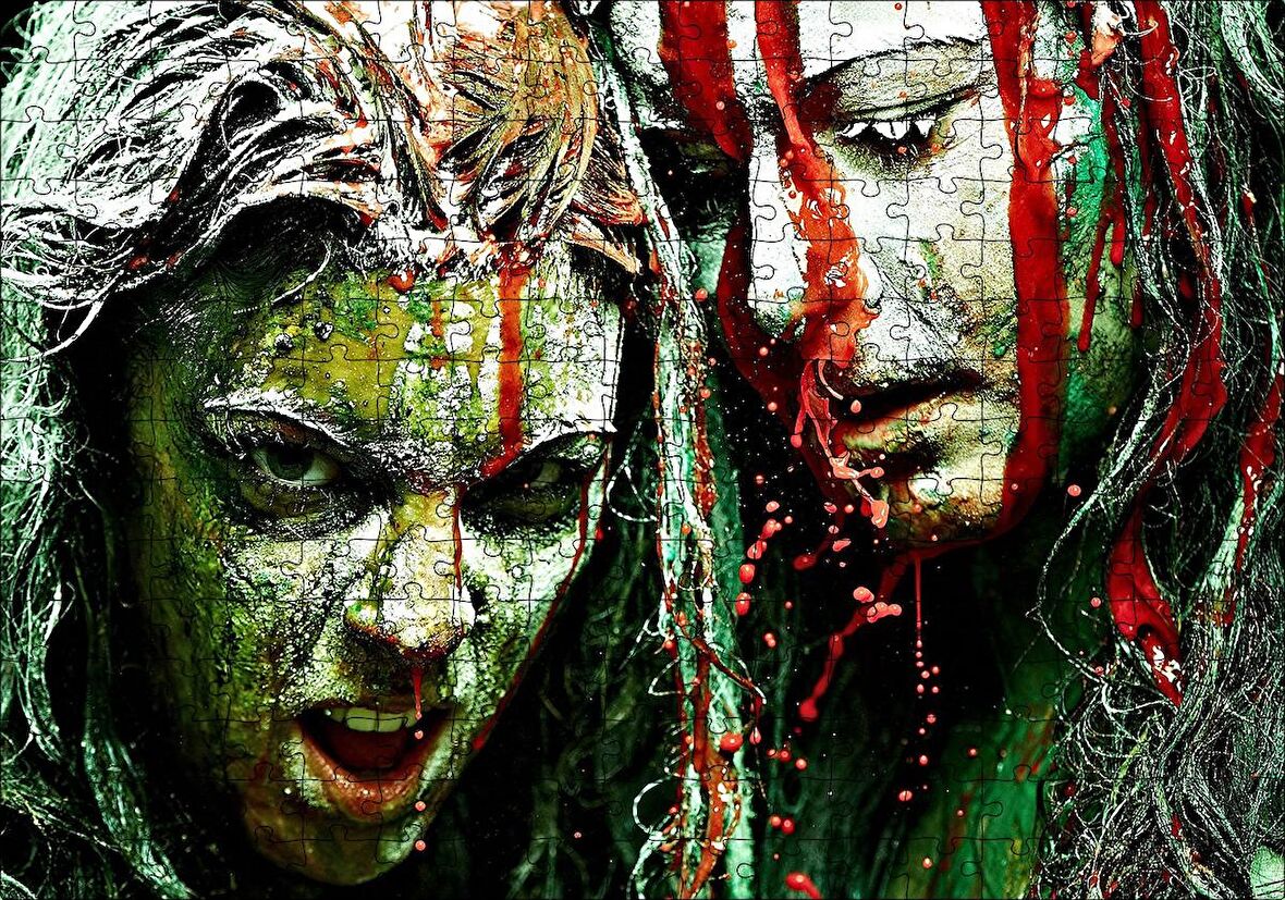 Cakapuzzle  Su Sıçramalarına Damlacıklı Boyalı Kızlar Görseli Puzzle Yapboz MDF Ahşap