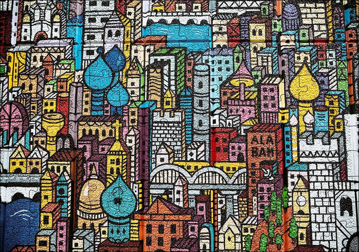 Cakapuzzle  Şehir Motifleri Duvar Boyama Puzzle Yapboz MDF Ahşap