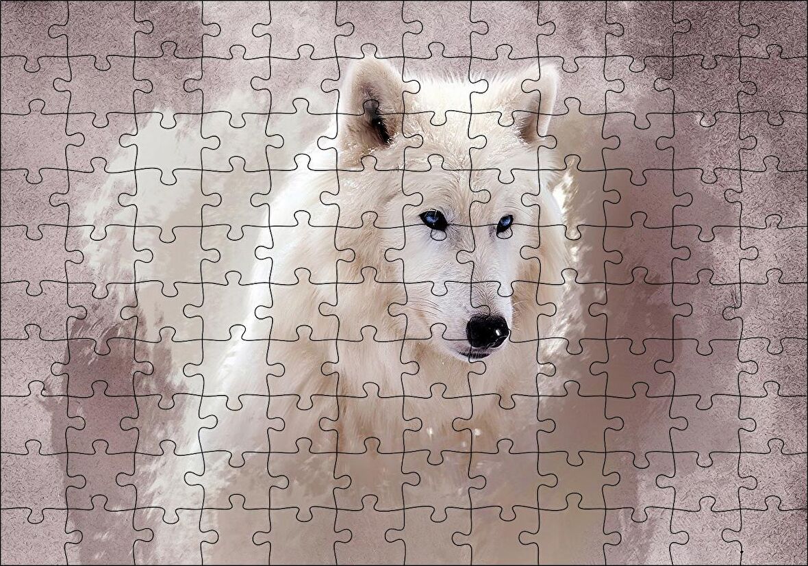Cakapuzzle  Beyaz Kurt Puslu Zemin Görseli Puzzle Yapboz MDF Ahşap