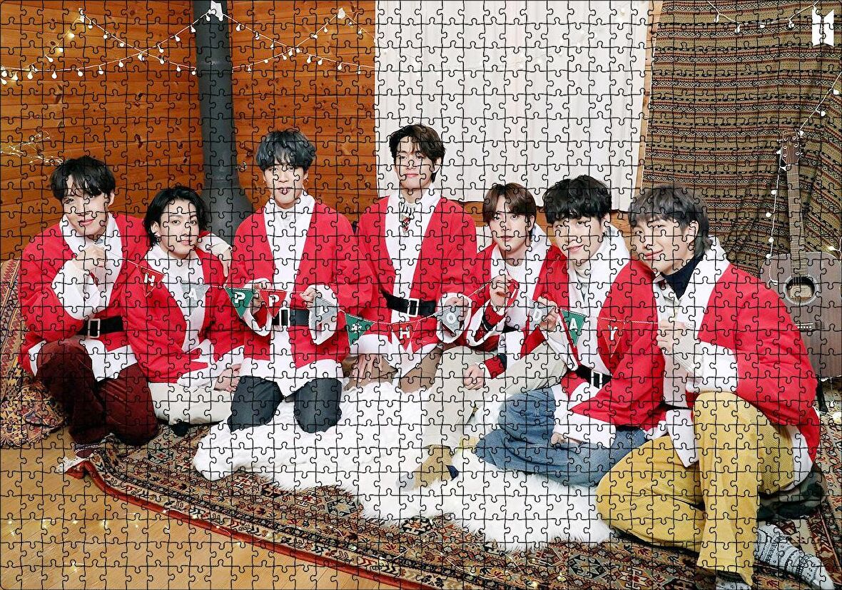 Cakapuzzle  BTS Grubu Mutlu Noeller Görseli Puzzle Yapboz MDF Ahşap