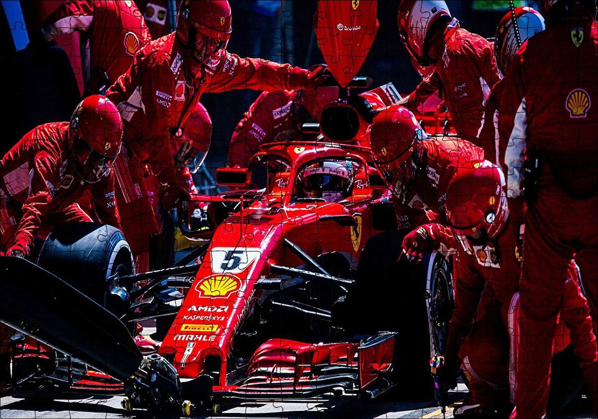 Cakapuzzle  Ferrari F1 Formula 1 Pit Stop Görseli Puzzle Yapboz MDF Ahşap