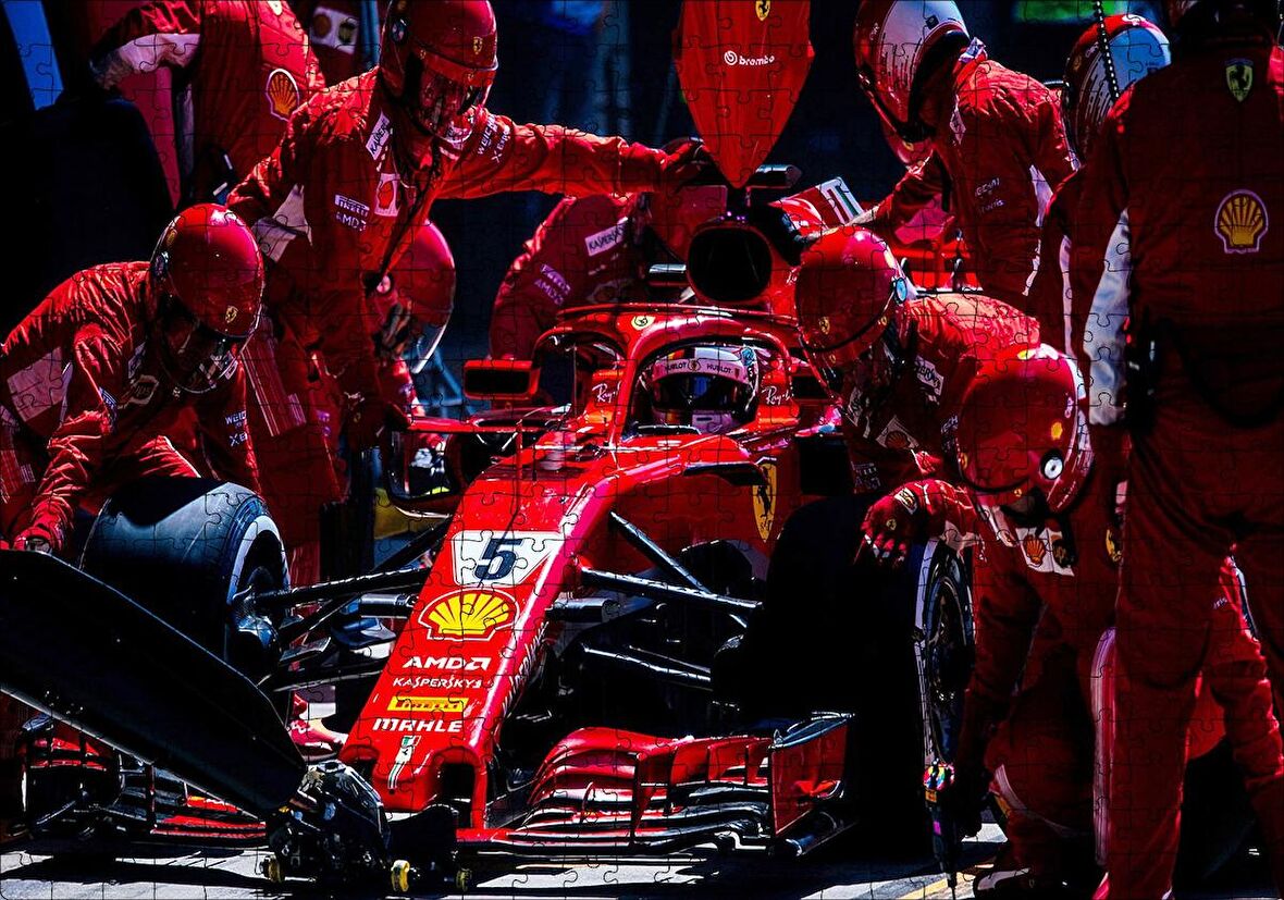 Cakapuzzle  Ferrari F1 Formula 1 Pit Stop Görseli Puzzle Yapboz MDF Ahşap