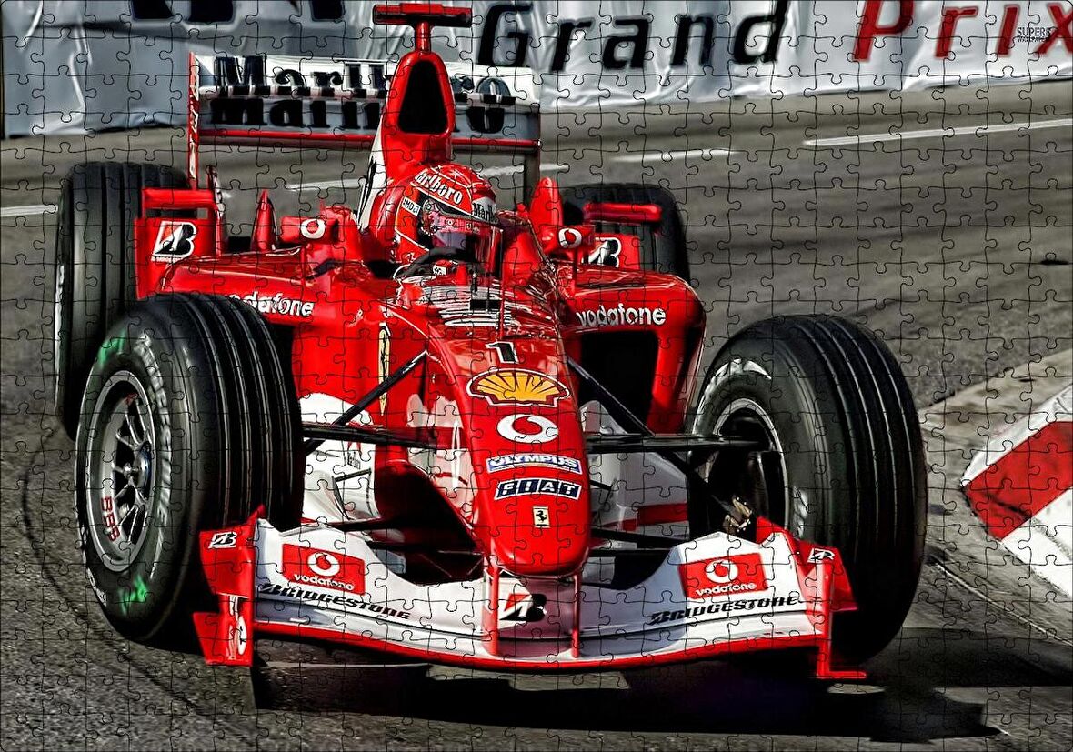 Cakapuzzle  Grand Prix Fiat Yarış Arabası Görseli Puzzle Yapboz MDF Ahşap