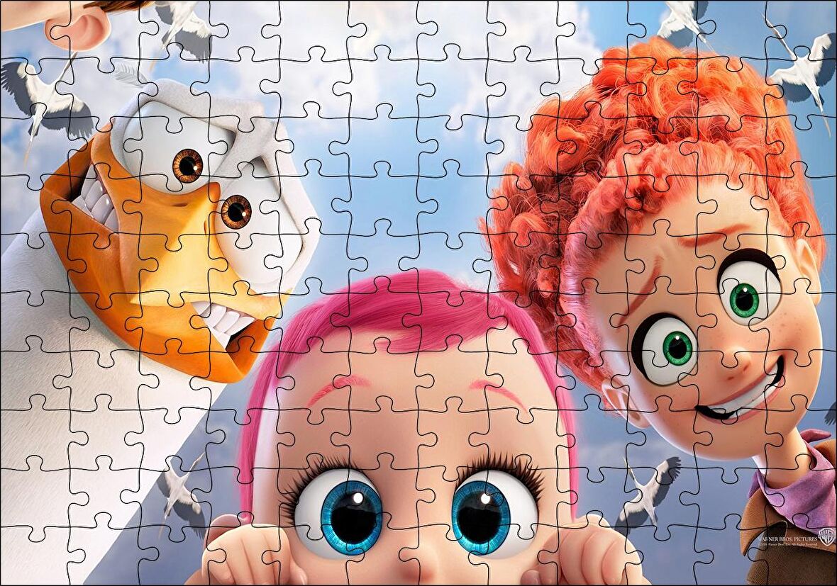 Cakapuzzle  Leylek Animasyonundan Üç Karekter Görseli Puzzle Yapboz MDF Ahşap