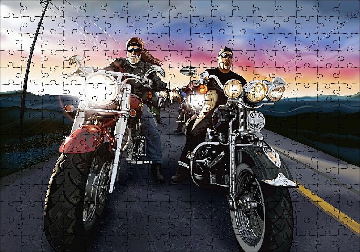Cakapuzzle  Motosiklet Tutkunları Eksizi Görseli Puzzle Yapboz MDF Ahşap