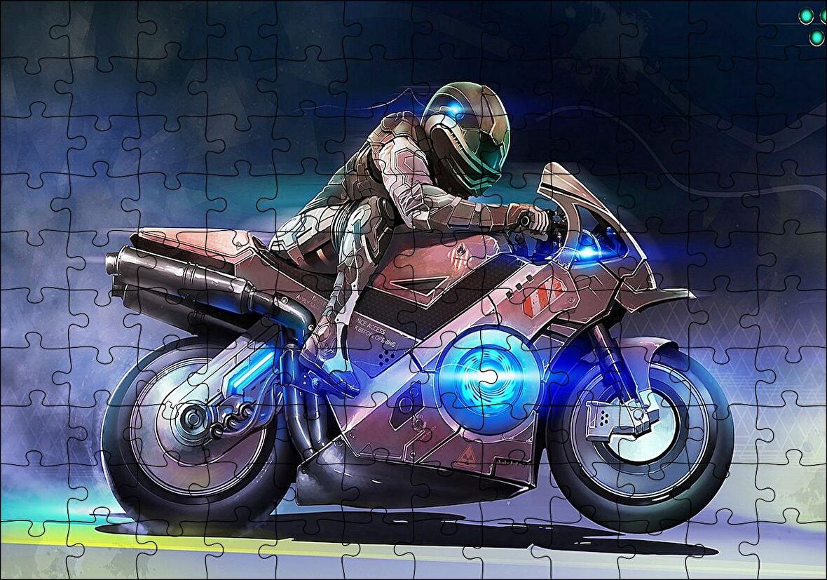 Cakapuzzle  Parıltılı Motosiklet Eskizi Görseli Puzzle Yapboz MDF Ahşap
