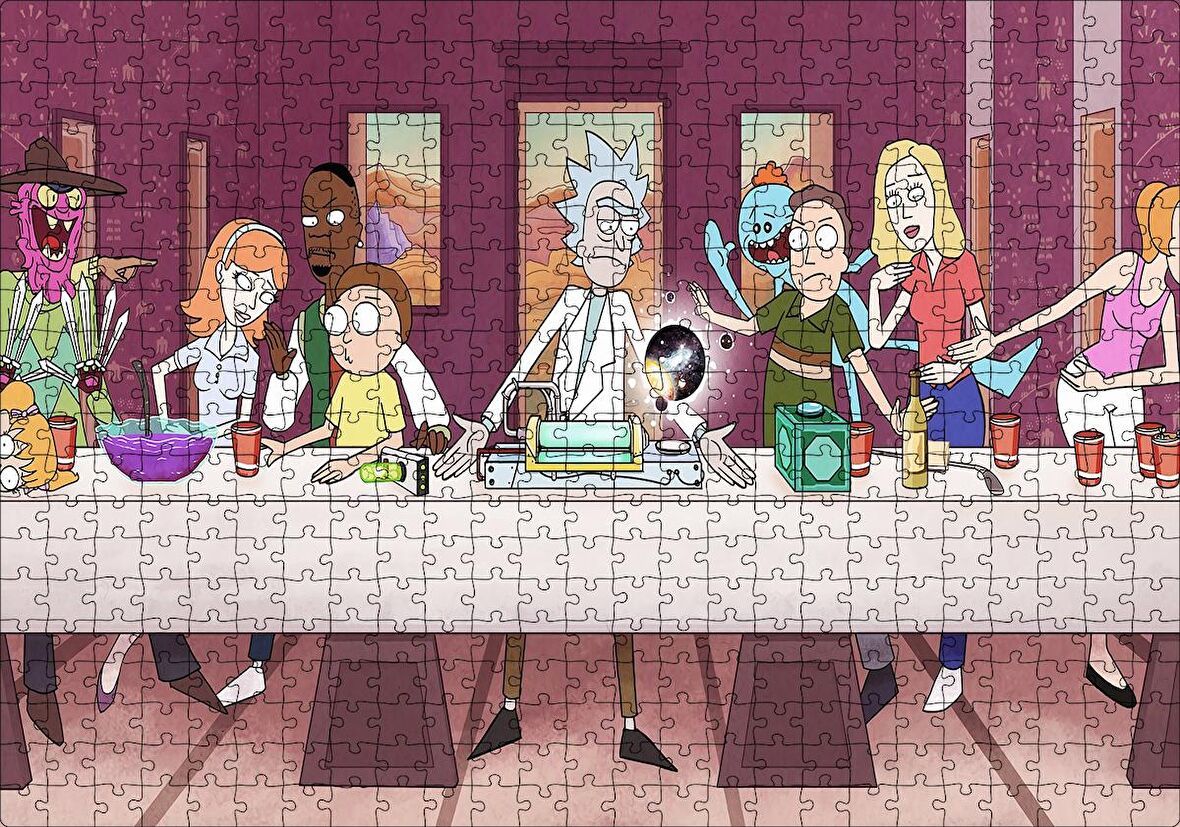Cakapuzzle  Son Akşam Rick Ve Morty Görseli Puzzle Yapboz MDF Ahşap