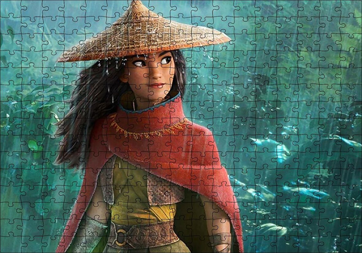 Cakapuzzle  Raya ve Son Ejderha Yağmurda Görseli Puzzle Yapboz MDF Ahşap