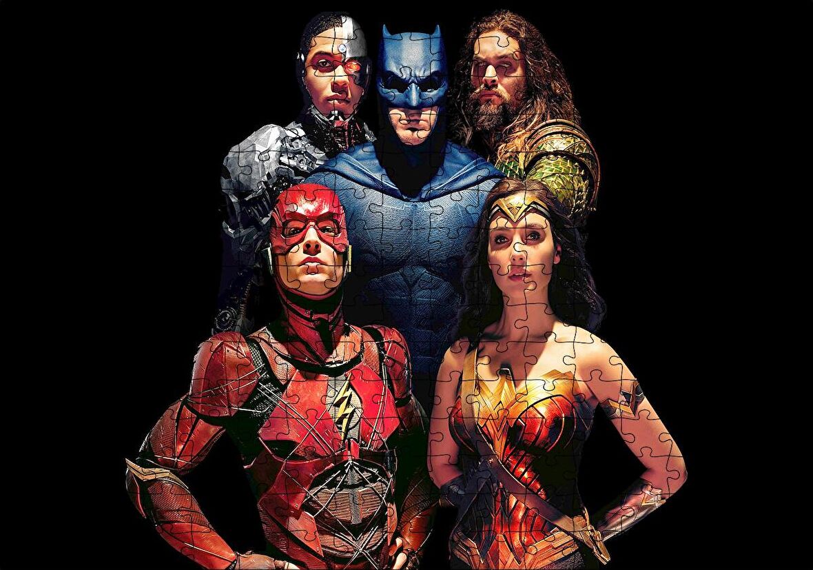 Cakapuzzle  Adelet Ligi Batman Superman Wonder Woman Flash Ve Aquaman Görseli Puzzle Yapboz MDF Ahşap