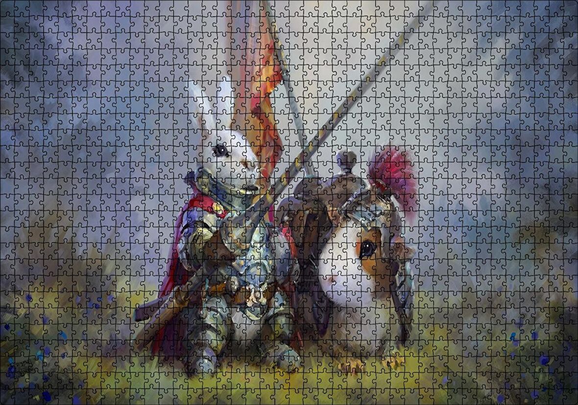 Cakapuzzle  Animasyon Tavşan Şovalye Görseli Puzzle Yapboz MDF Ahşap