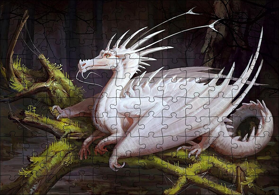 Cakapuzzle  Beyaz Ejderha Puzzle Yapboz MDF Ahşap