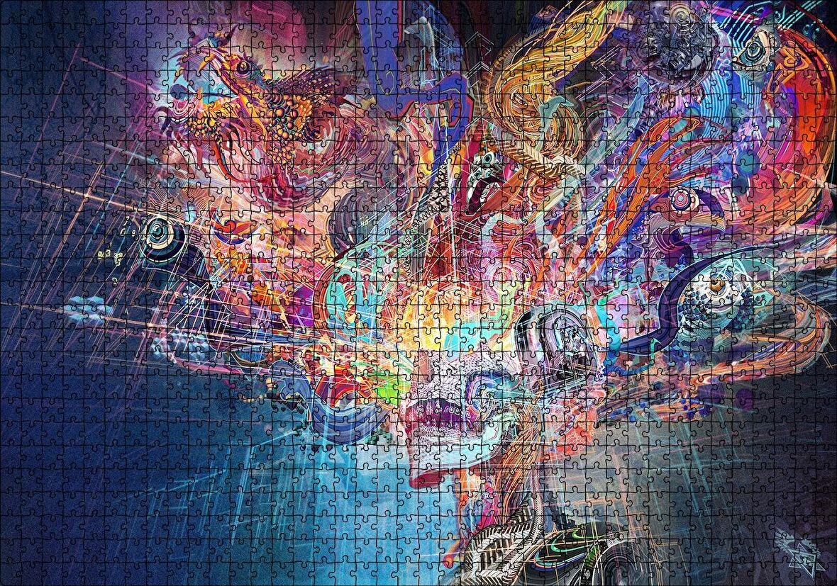 Cakapuzzle  Dijital Soyut Hayal Gördüren Resim Puzzle Yapboz MDF Ahşap